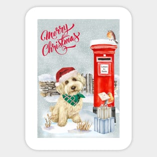 Labradoodle Merry Christmas Santa Dog Sticker